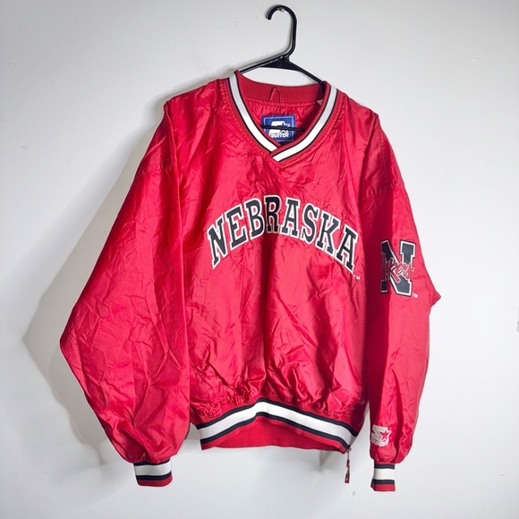 Vintage Men’s Starter Nebraska Cornhuskers Side Zip Pullover Jacket V-Neck - Picture 1 of 11
